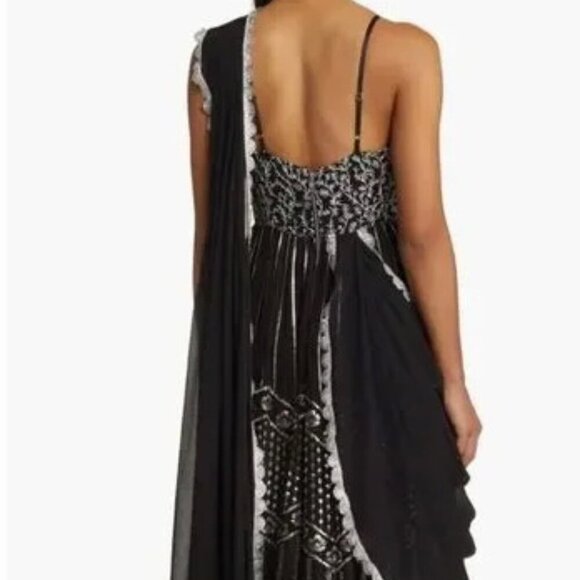 Sani Black Anjali Metallic Embroidered Anarkali with Dupatta - Picture 3 of 5